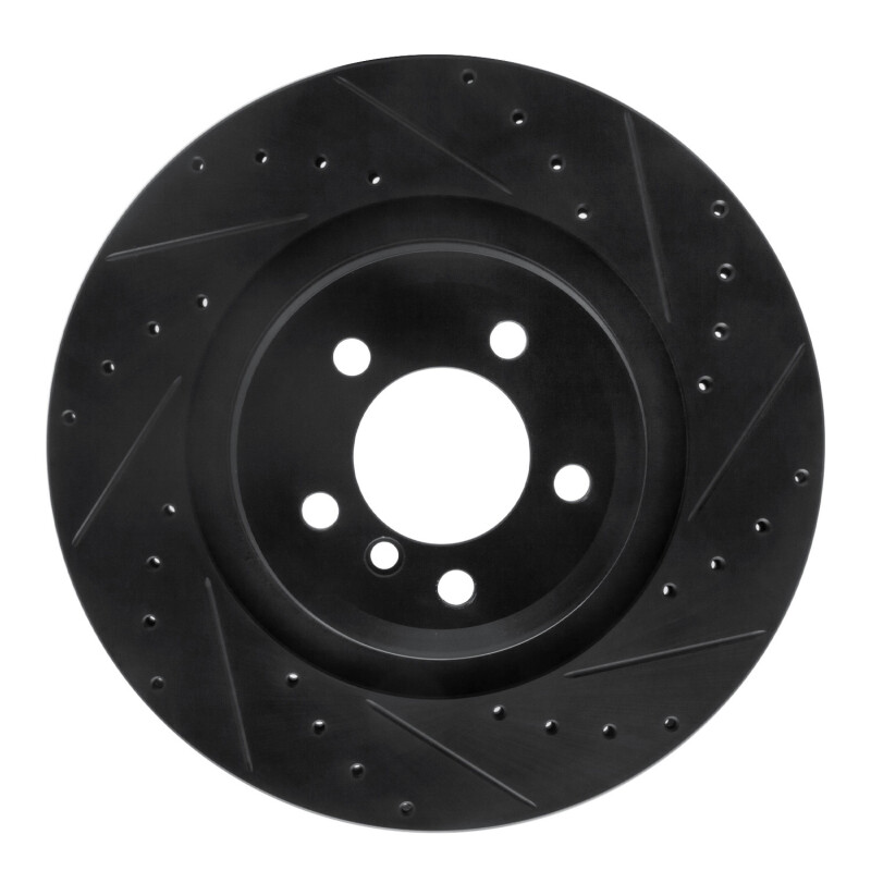 BMW ALPINA B7 Brake Rotor (1) - Rear Right - R1 Concepts - Drilled & Slotted - Black - `07-`08